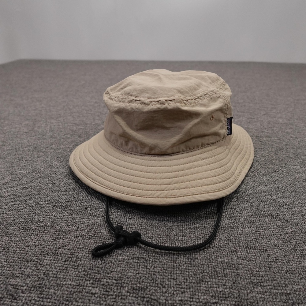 Patagonia Hat Bucket Boys XL Beige Nylon Adjustable Chin Strap Outdoor‎ Summer
